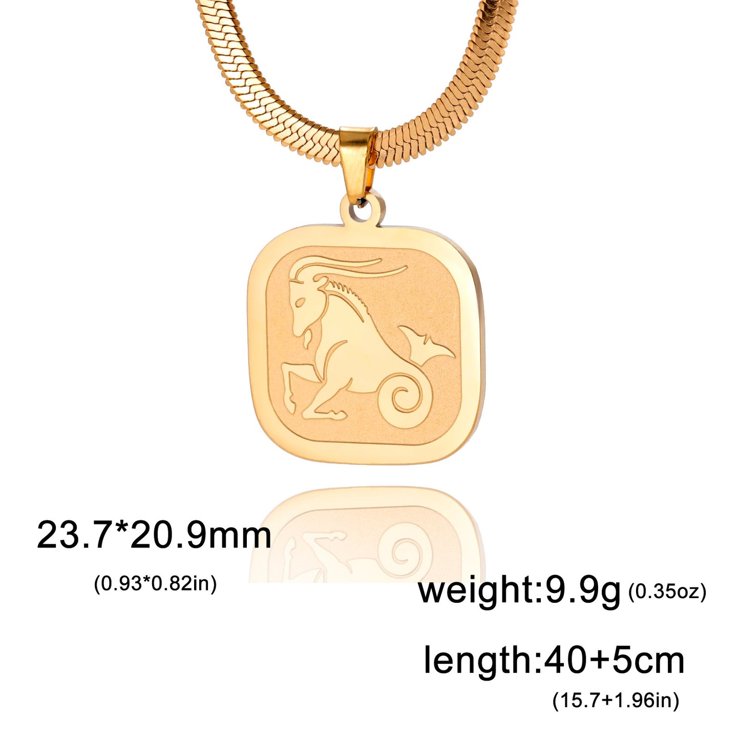 All-match Twelve Constellation Small Square Brand Stainless Steel Necklace