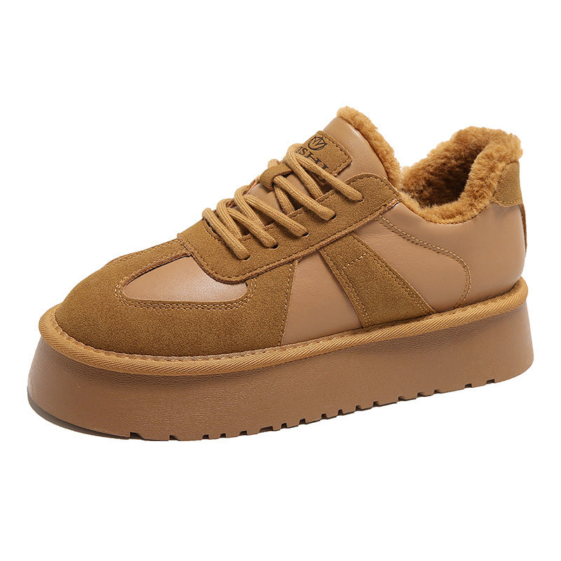 Chaussures rembourrées de coton en cuir véritable à fond épais