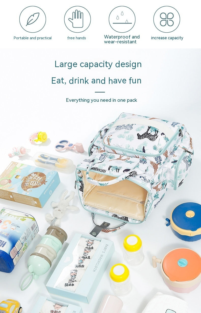 Sac à dos multifonctionnel en Nylon imprimé imperméable à la mode, sac de maman Portable de grande capacité