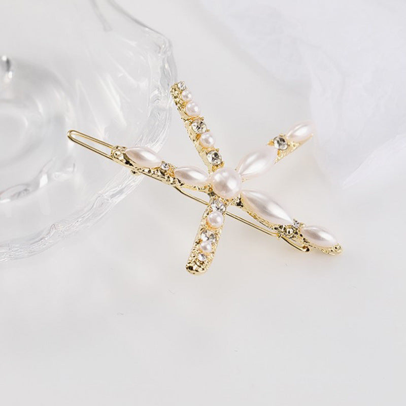 Ins ornement corée du sud Dongdaemun accessoire de cheveux fille étoile de mer incrusté de perles strass Barrettes