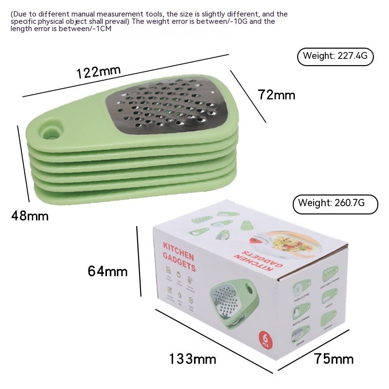 Ensemble de gadgets de cuisine, 6 couteaux à trancher, éplucheur multifonctionnel, trancheur d'ail en purée, outil de cuisine domestique, ouvre-bouteille