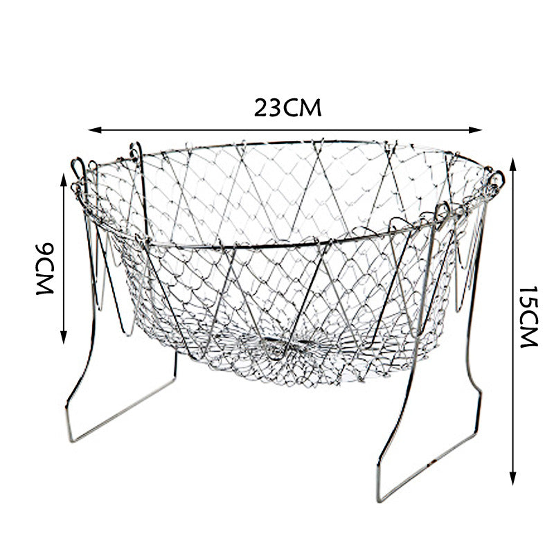 Grandes nouilles frites en acier inoxydable, outils de cuisine pour frites, panier de vidange, filet de fuite domestique, cuillère filtre pliant