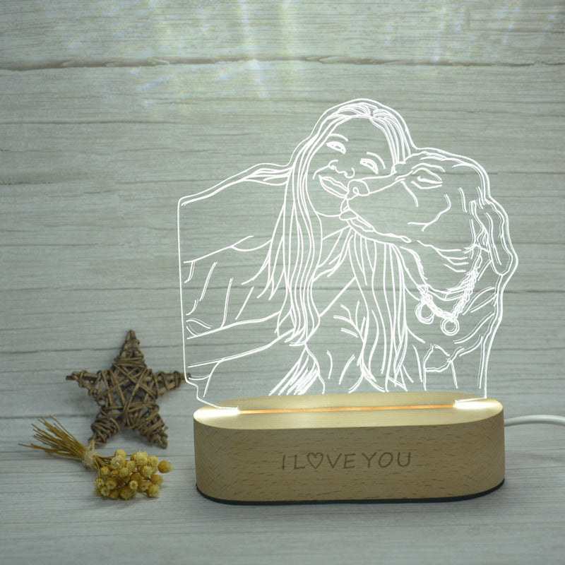Luz nocturna estéreo 3D con foto personalizada