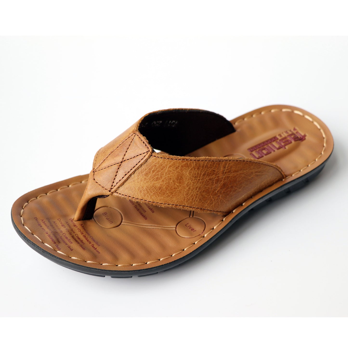 Tongs d'été en cuir de vache pour hommes, sandales d'été