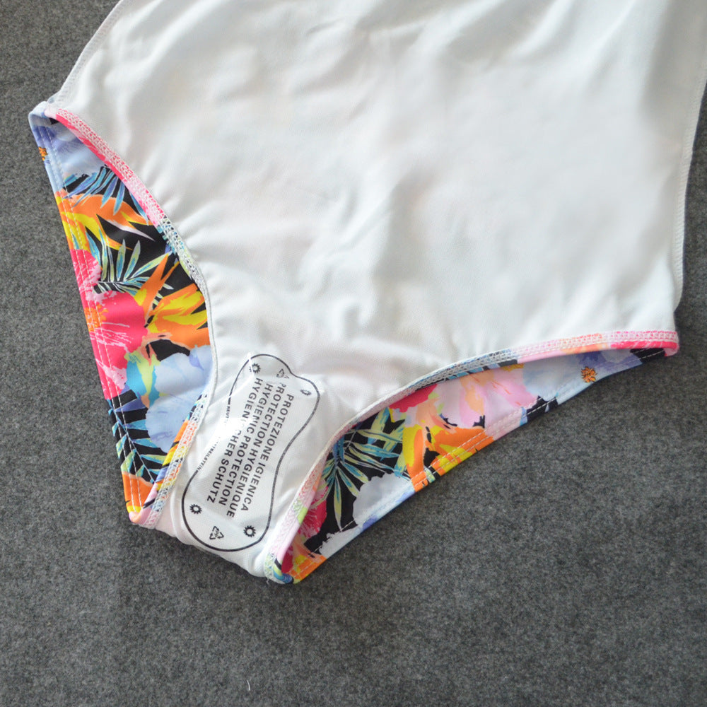 Maillot de bain une pièce en maille, Sexy, coupe haute, motif Floral, Patchwork, Bikini, maillots de bain femmes 