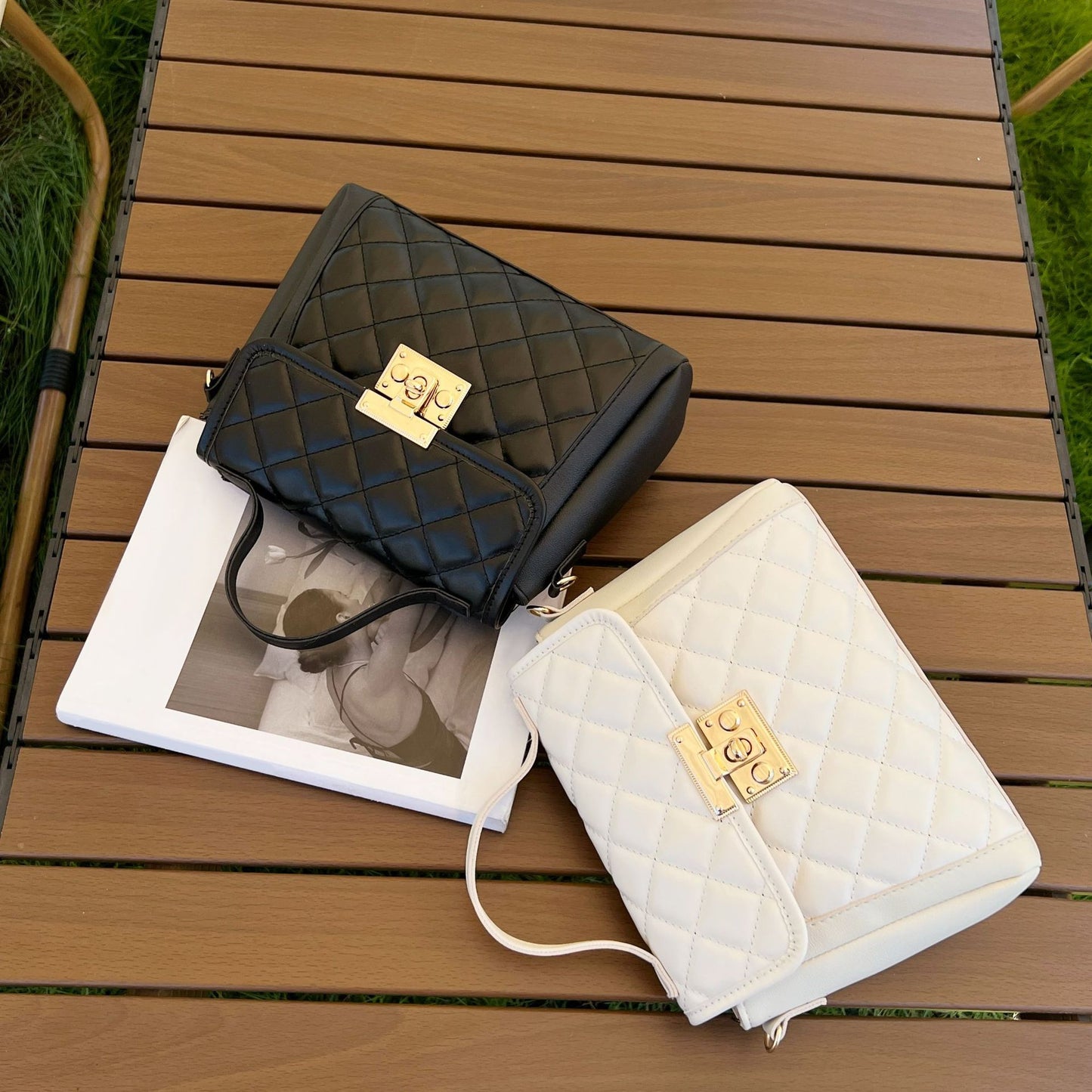 Sac à bandoulière en losange pour femmes, sac à main tendance en PU