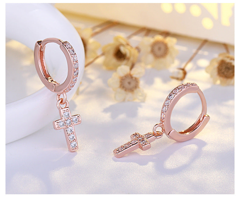 Boucles d'oreilles croisées en Zircon pour femmes