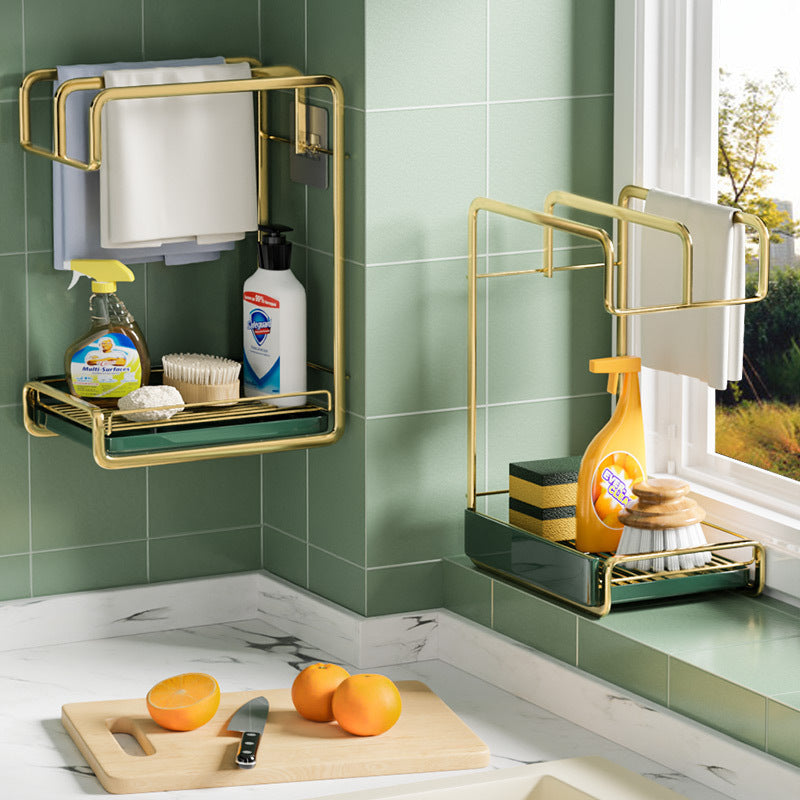 Porte-éponge mural, organisateur de cuisine, égouttoir à vaisselle, brosse, porte-savon avec plateau de vidange, porte-chiffon, accessoires de salle de bains et de cuisine