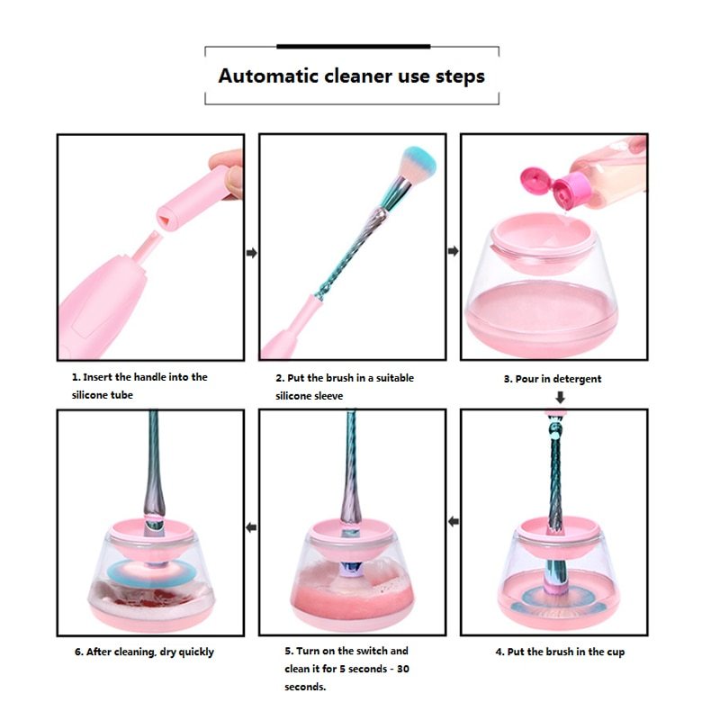 Ensemble de nettoyant pour pinceaux de maquillage électrique