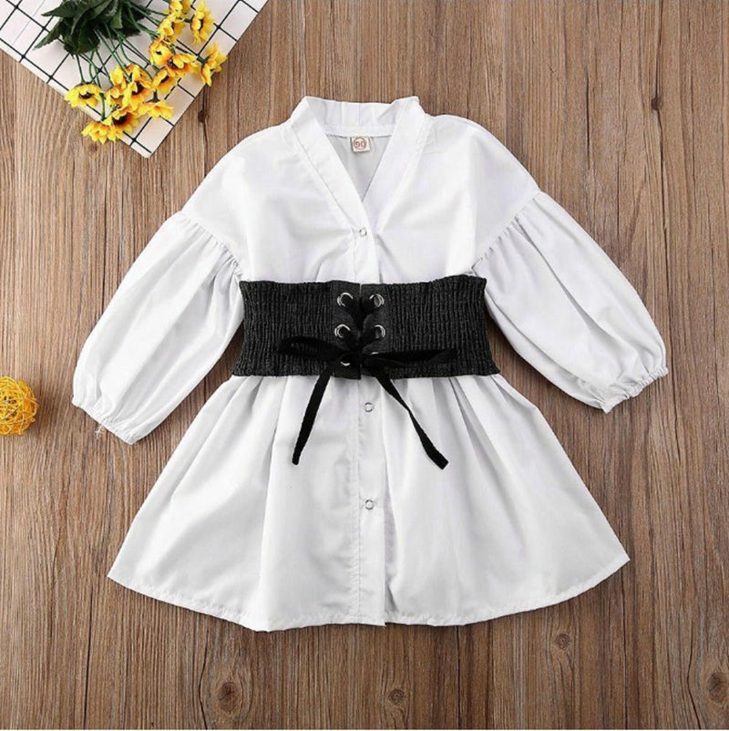 Ropa para niños Baby Irls Vestido camisero blanco de corte A para Irl
