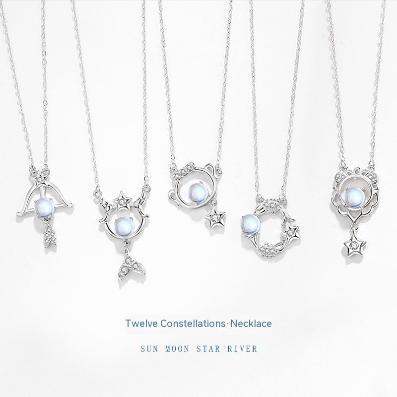 Collier en argent Sterling 925 avec douze constellations pour femmes, Design d'intérêt particulier, luxe léger
