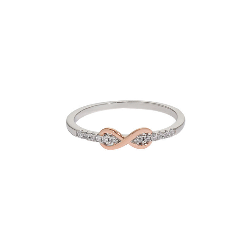 Women's Fresh Lucky 8 Words Inlaid Zircon Simple Fashion Trending Women's Ring