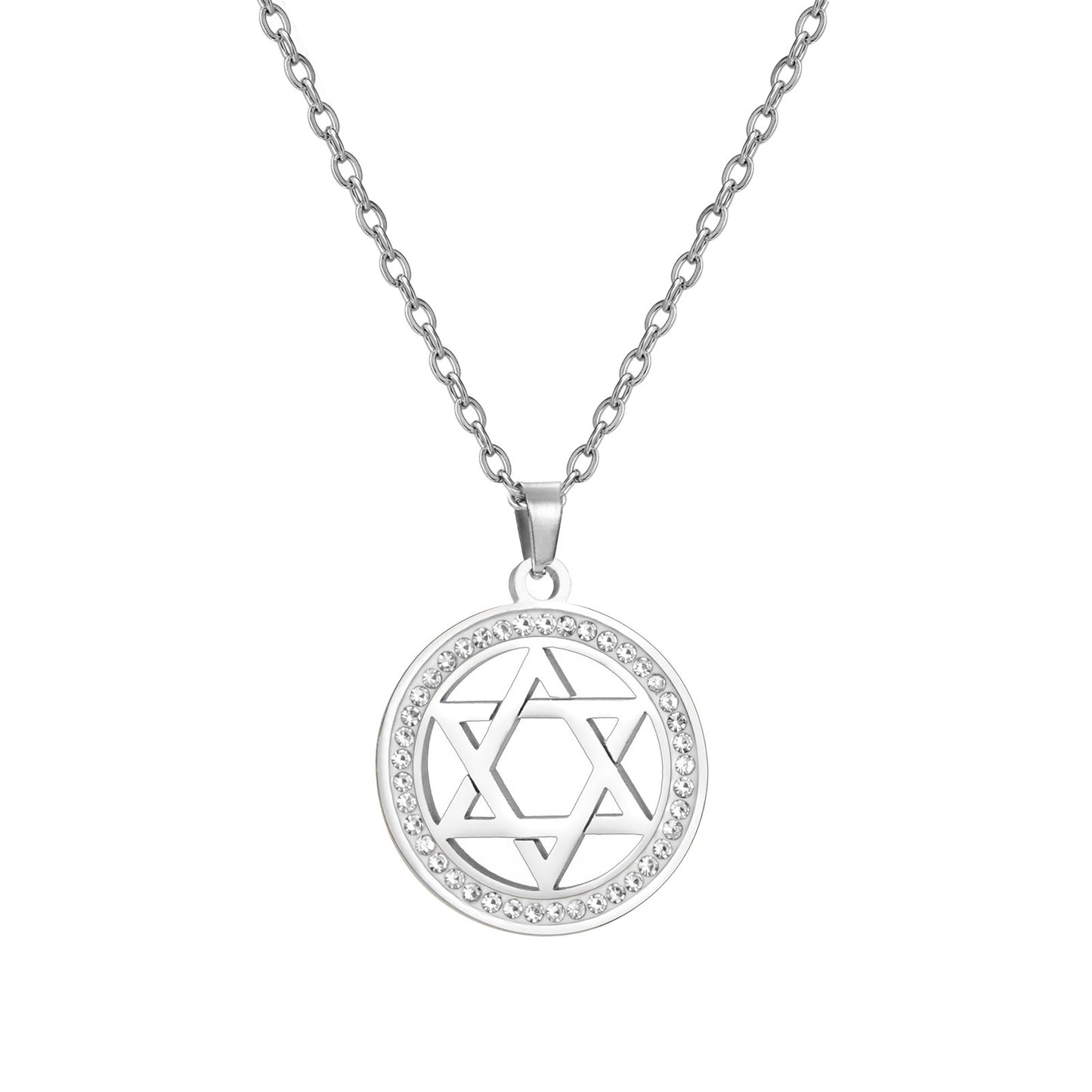 Women's Fashion Stainless Steel Transparent Zircon Chain Necklace
