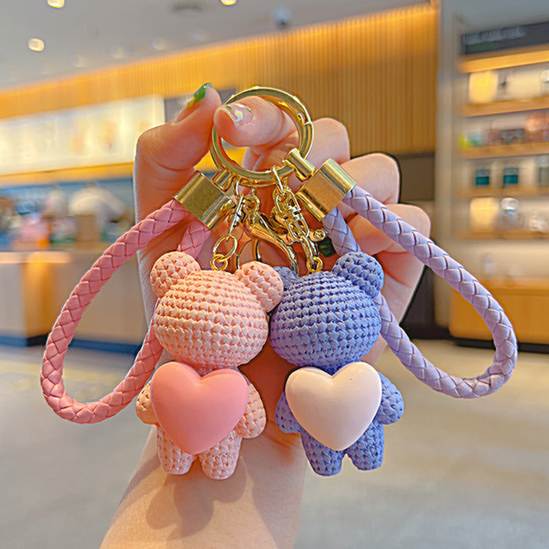 Porte-clés poupée en forme de cœur d'amour, petit ours, pendentif mignon de célébrité d'internet