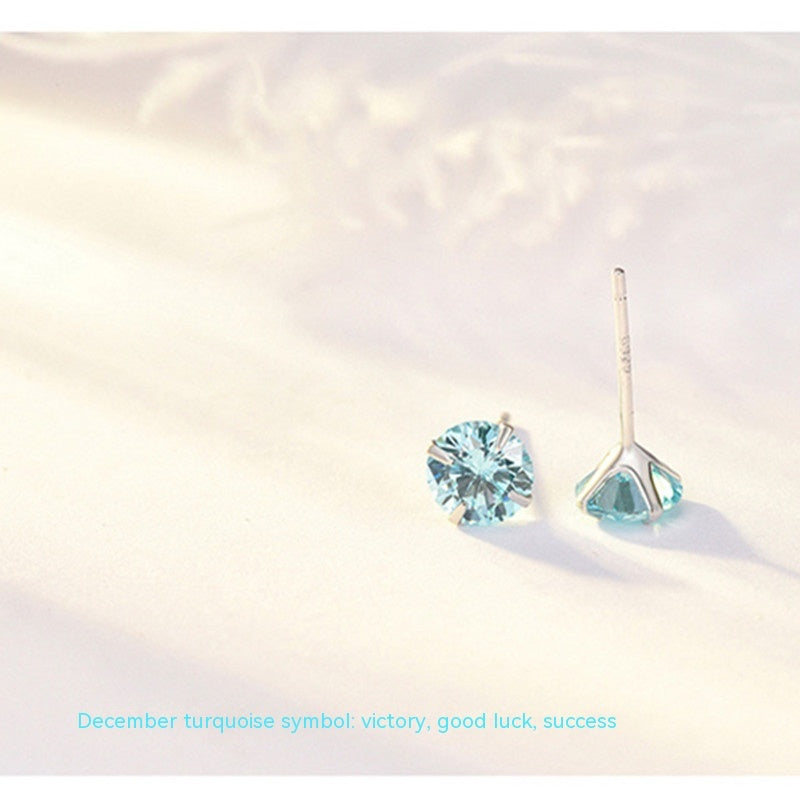 Boucles d'oreilles classiques à quatre griffes en argent sterling S925