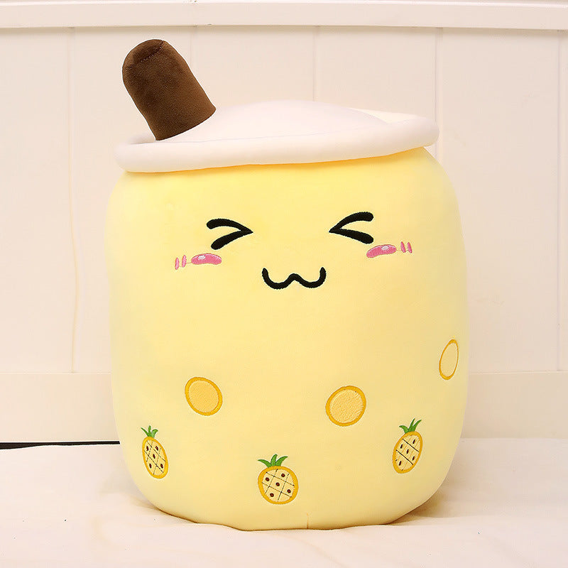 Peluche de boisson aux fruits, mignonne, douce, fraise, lait, thé, tasse de thé Boba, jouet bulle de thé, oreiller, coussin, cadeau pour enfants
