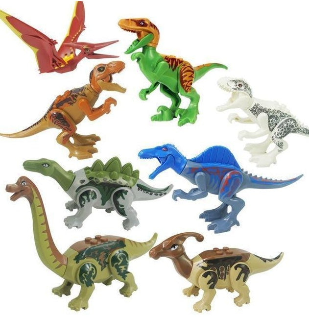 Bloques de construcción de dinosaurios coloridos jurásicos, rompecabezas para niños, montaje e inserción de juguetes para niños
