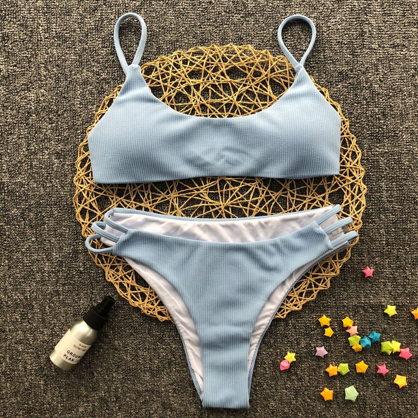 Bikini rayé uni