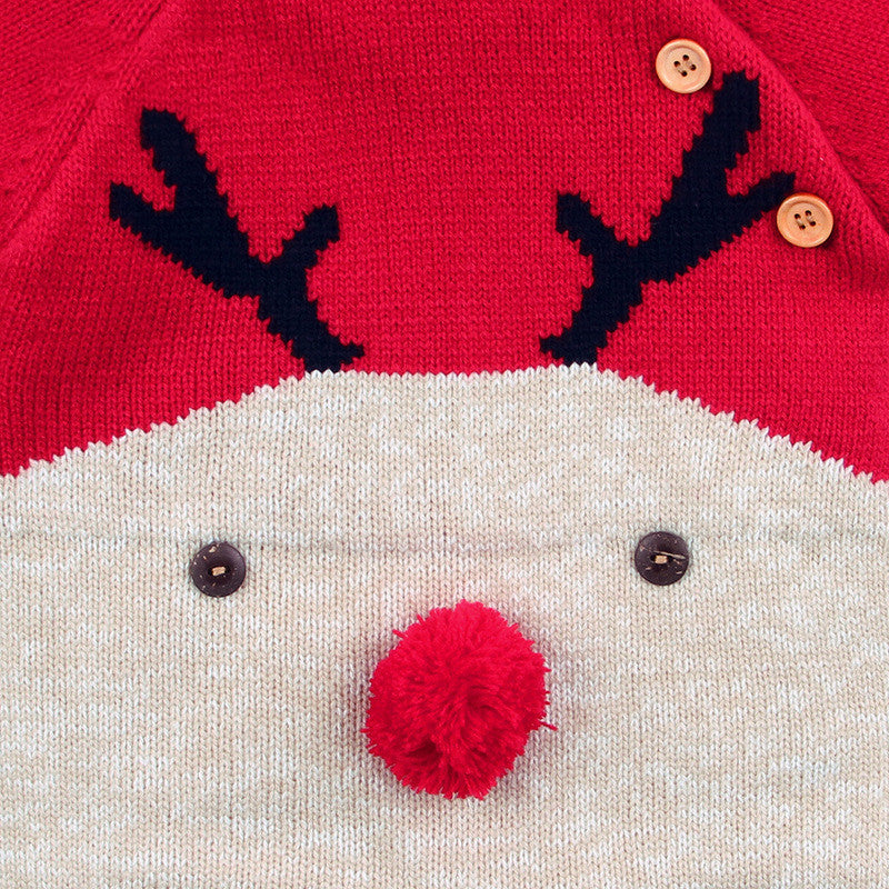 Barboteuse tricotée en forme de cerf pour garçons et filles, pull de noël