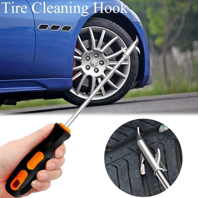 Tire clear stone hook