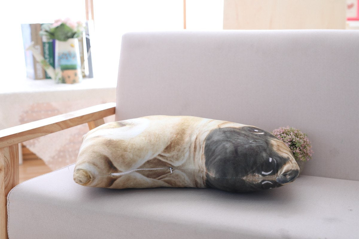 Almohada de peluche de Belldog de simulación 3D, muñeca de la vida Real, divertida almohada para siesta, almohada para sofá suave tumbado boca abajo