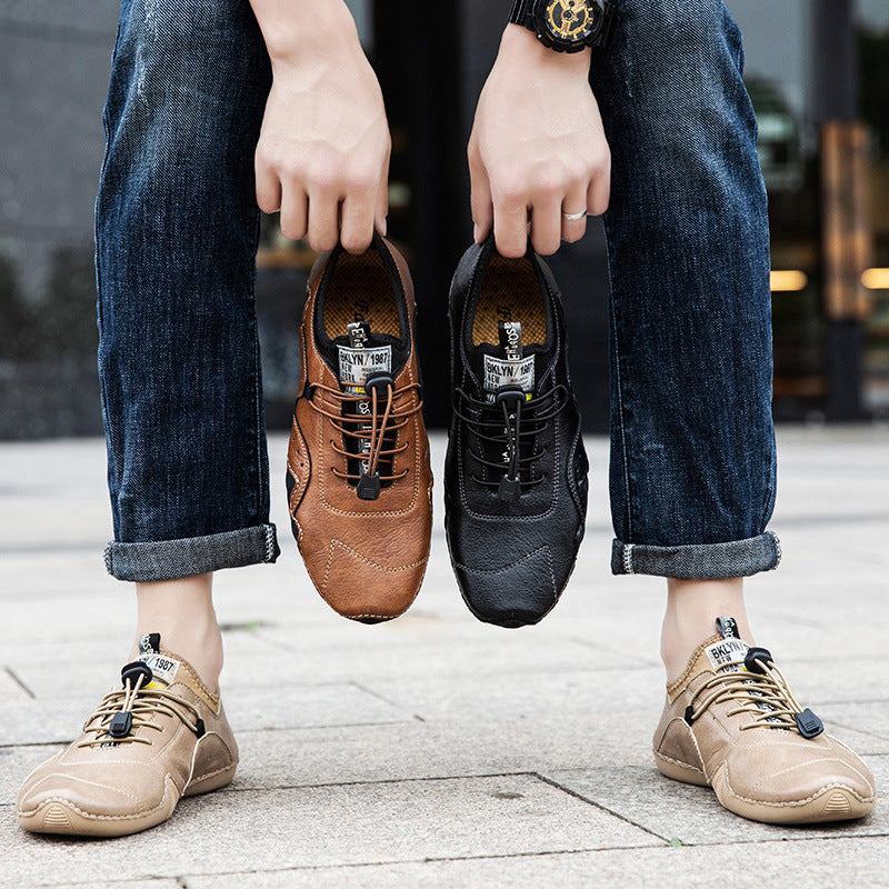 Chaussures en cuir décontractées respirantes et polyvalentes pour hommes