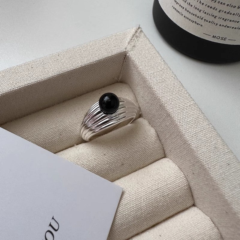 Anillo de piedra Natural ámbar estilo Vintage Maillard para mujer temperamento salvaje