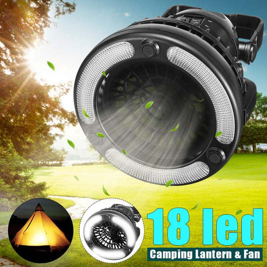 Lampe de ventilateur de camping multifonctionnelle à 18 LED