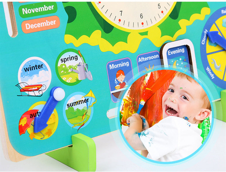 Jouets en bois Montessori pour bébé, saison météo, calendrier, horloge, Cognition, outils pédagogiques éducatifs préscolaires, jouets pour enfants