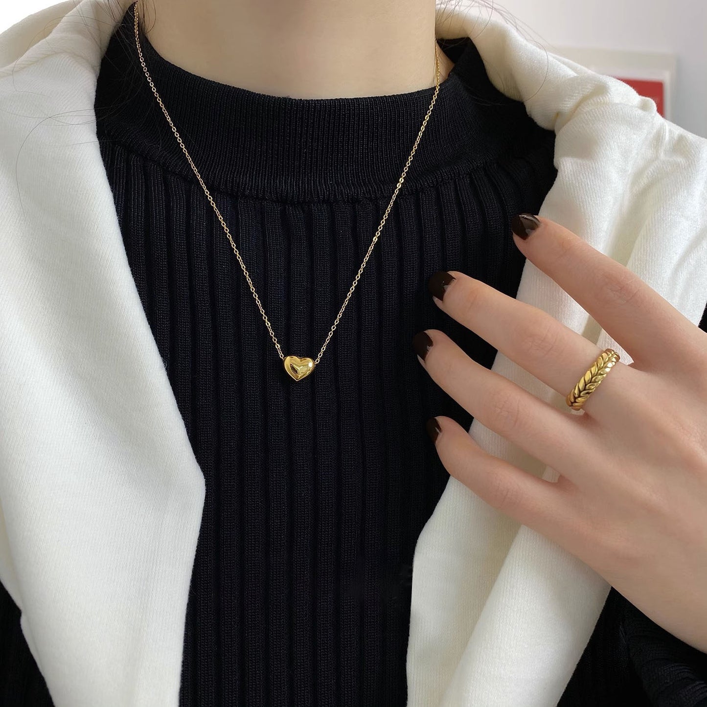 Collar de corazón de amor 3D Diseño Sentido Clavícula