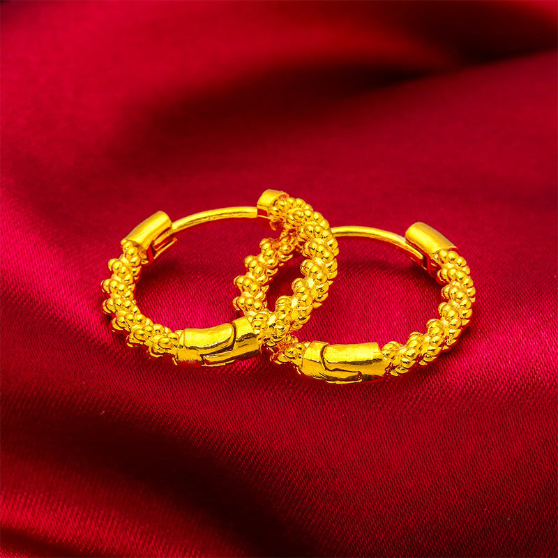 Boucles d'oreilles à crochet à motif fille en or alluvial pour femmes, boucles d'oreilles torsadées