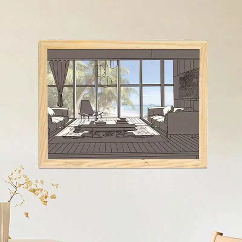 Image lumineuse LED, peinture lumineuse décorative, Style d'image de chevet, créatif et moderne, simulation du soleil, dessin, veilleuse, cadeau