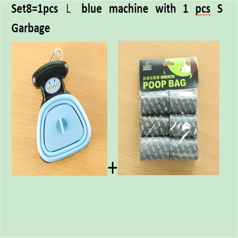 Scooper de merde pliable de voyage pour animaux de compagnie de chien avec 1 rouleau de sacs décomposables cuillère de merde propre ramasser les excréments nettoyant Epacket expédition