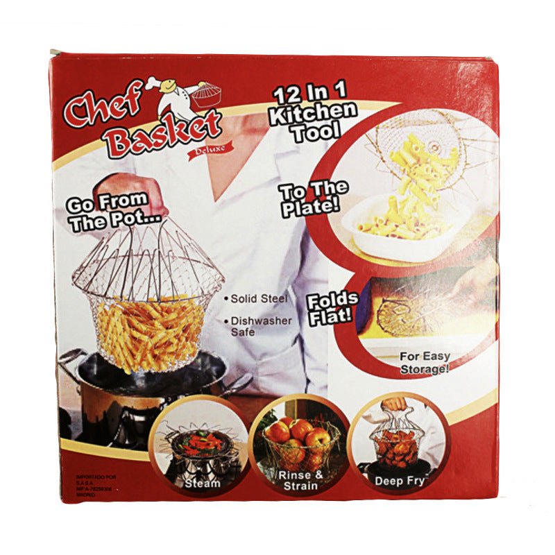 Grandes nouilles frites en acier inoxydable, outils de cuisine pour frites, panier de vidange, filet de fuite domestique, cuillère filtre pliant