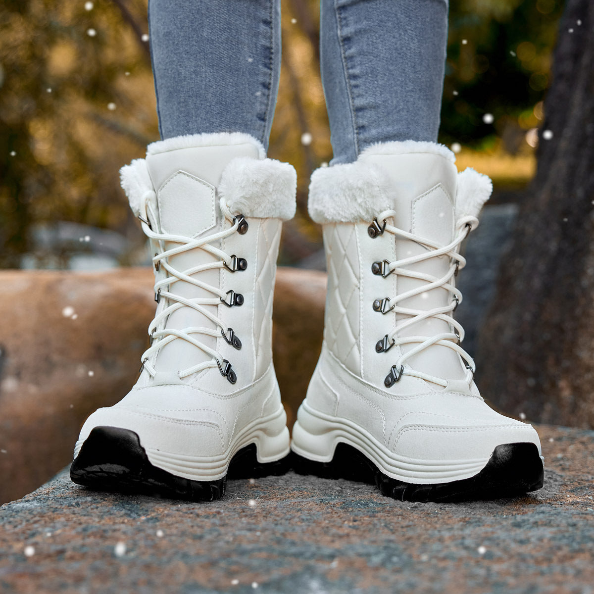 Bottes de neige épaisses et confortables, montantes, chaudes, doublées de polaire, mode hiver pour femmes