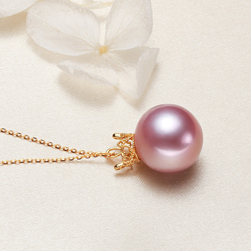 Collier de perles avec pendentif en argent 925, couronne