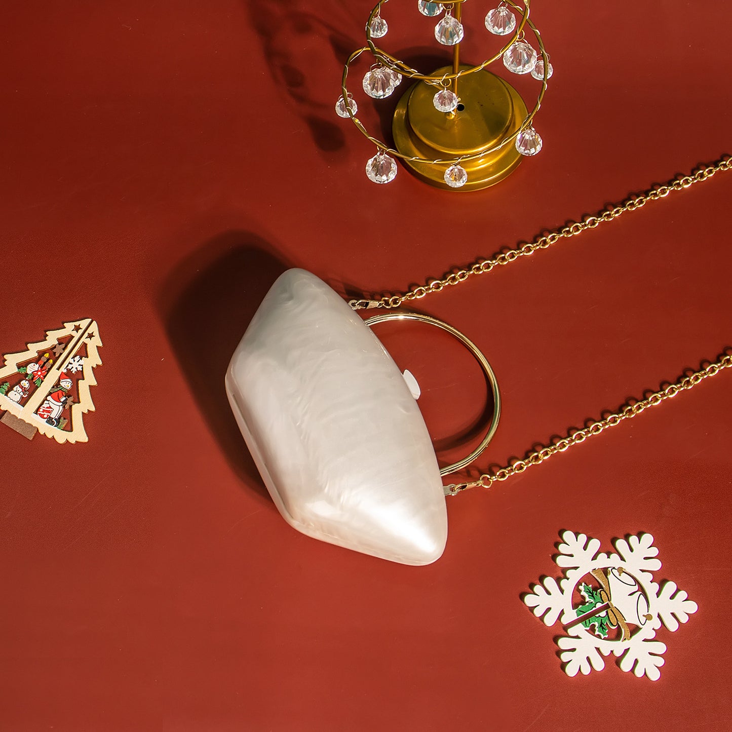 Bolso bandolera de acrílico con un solo hombro y cadena para mujer