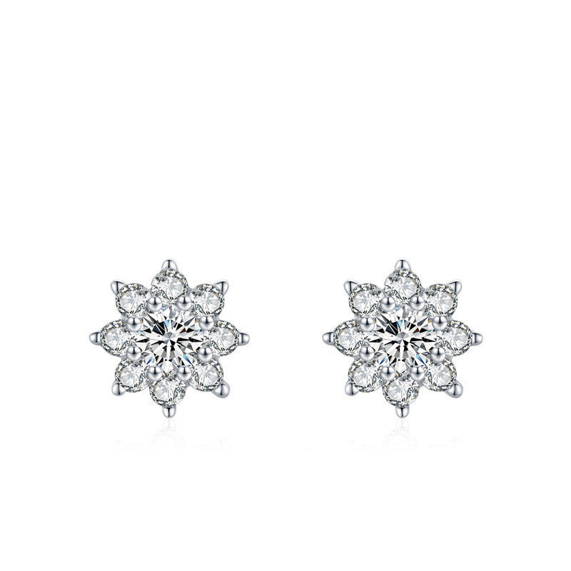 Boucles d'oreilles à tige en forme de fleur en argent sterling S925 pour femmes