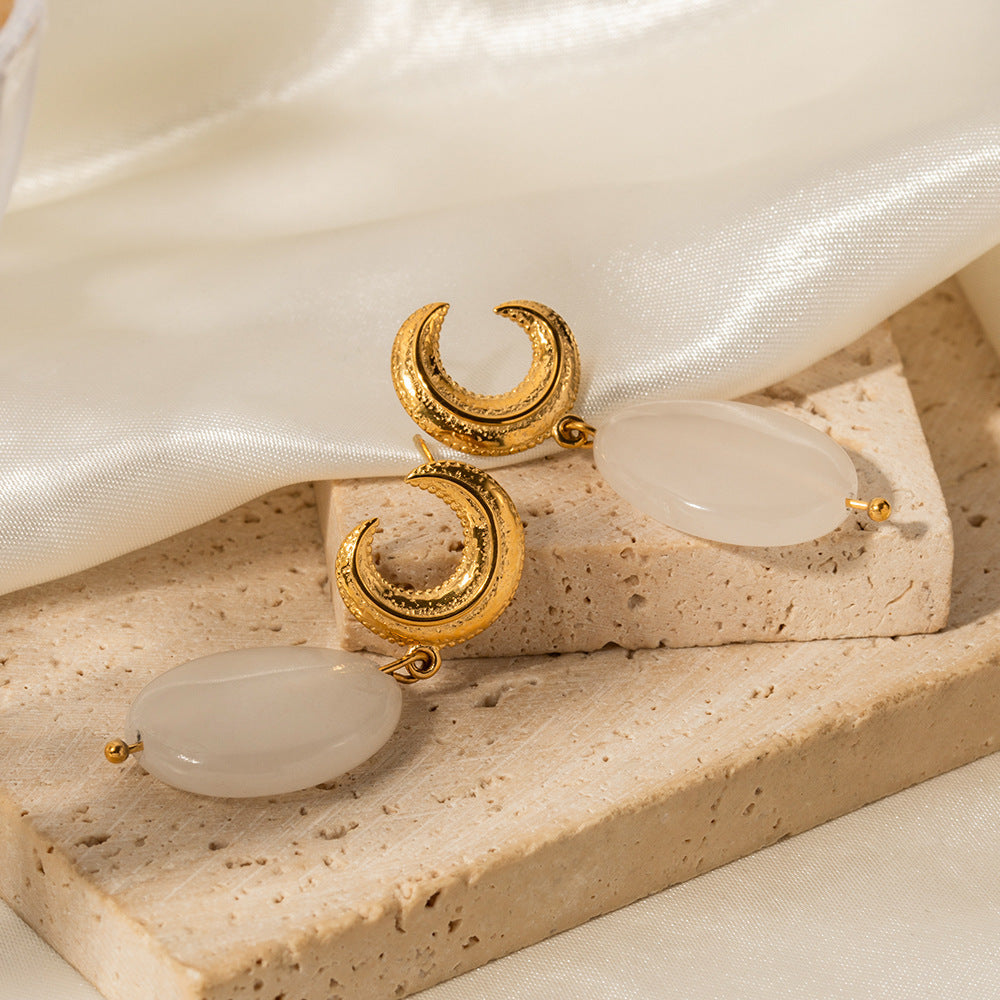 Boucles d'oreilles élégantes en forme de croissant ovale pour femme