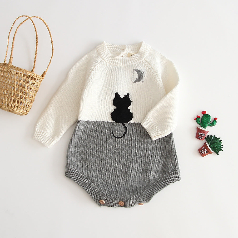 Barboteuse combinaison bébé fille en laine tricotée