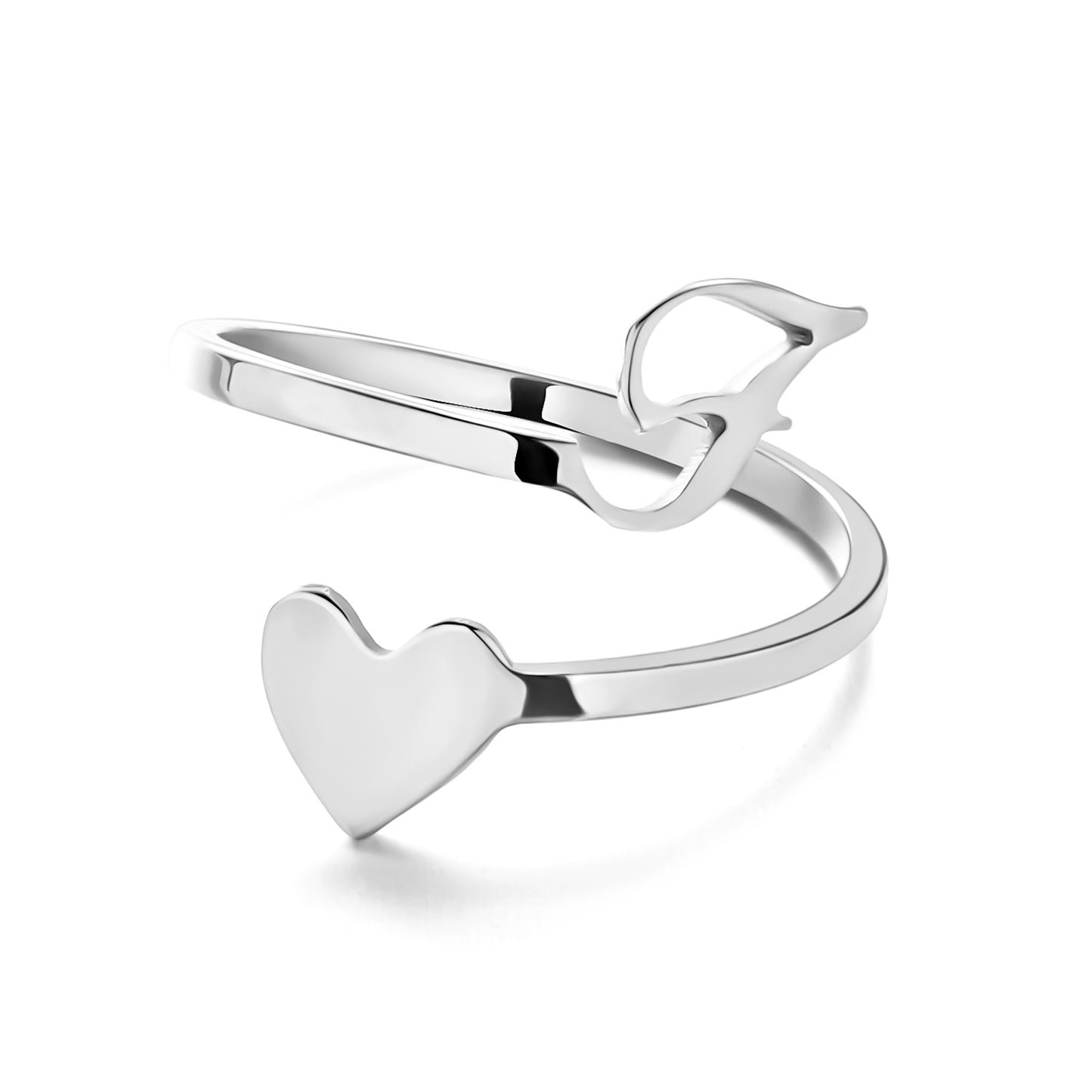Simple Letter Three-dimensional Loving Heart With Opening Adjustable Ring