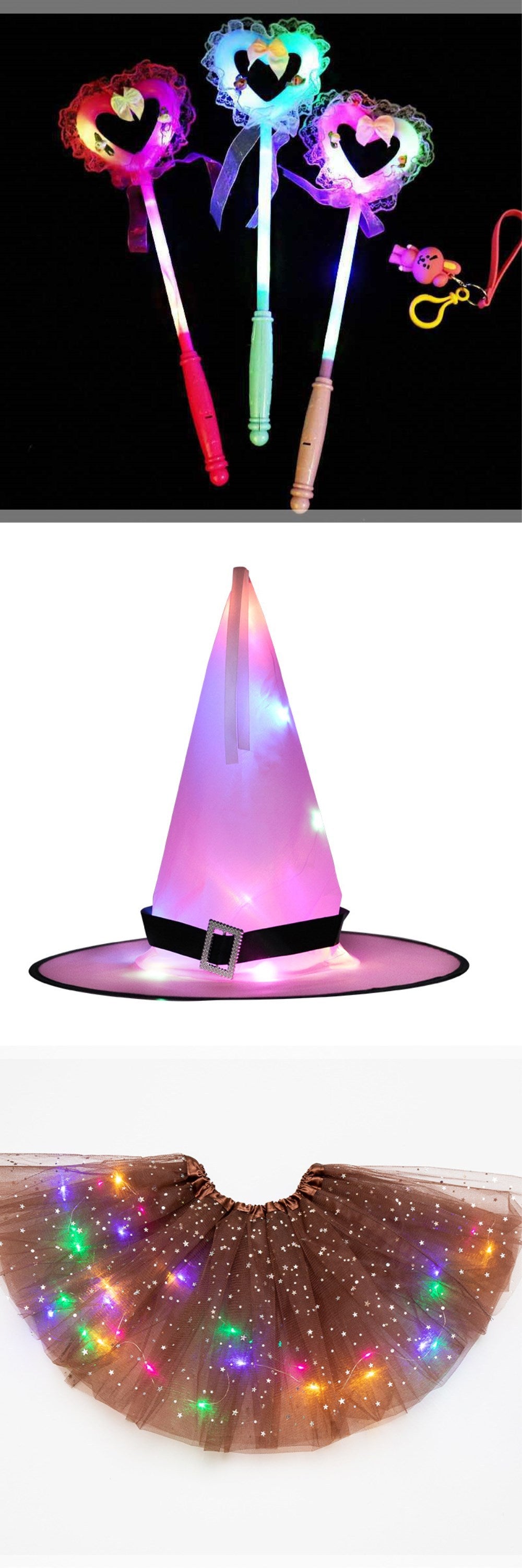 Falda tutú de Halloween de princesa LED mágica y luminosa, falda brillante con lentejuelas