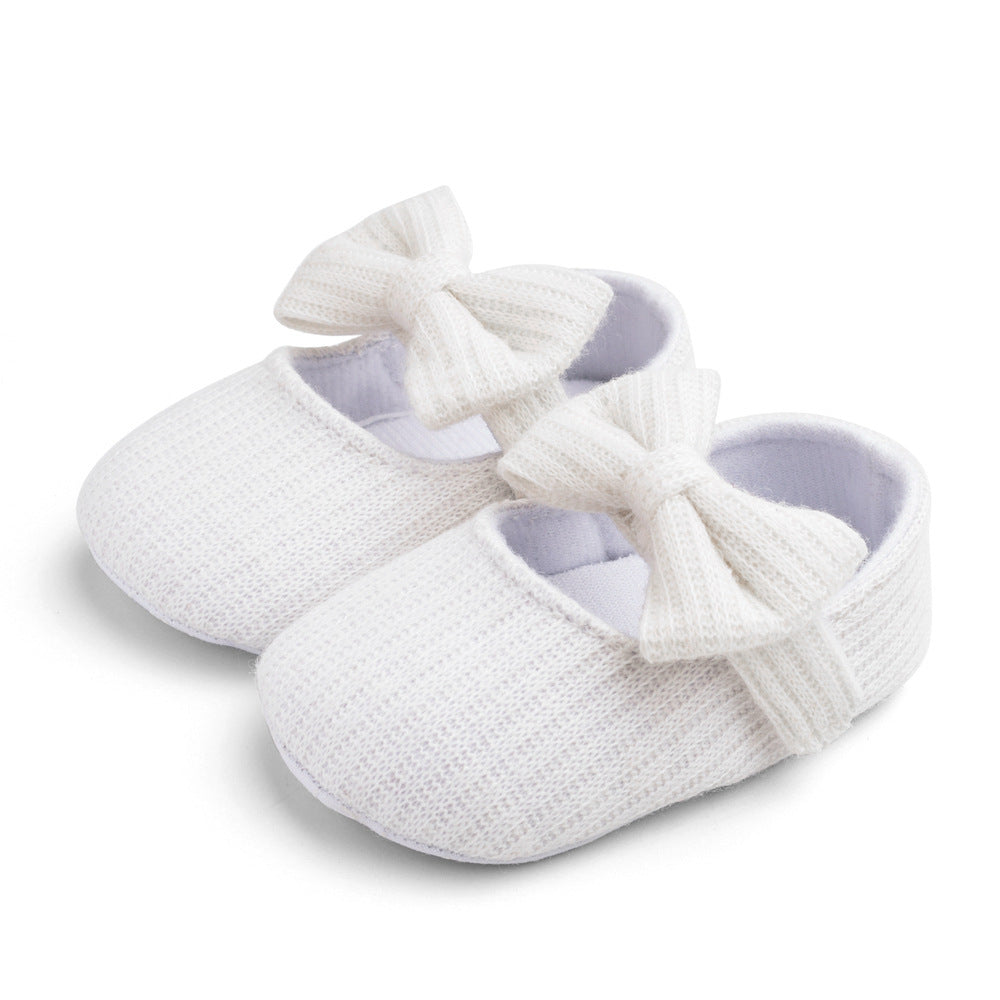 Chaussures de princesse en laine à fleurs pour bébé, chaussures de marche pour bébé avec semelles souples