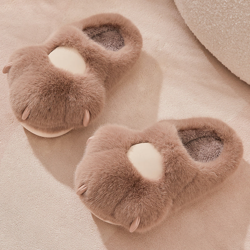 Pantoufles mignonnes en coton à griffes de chat