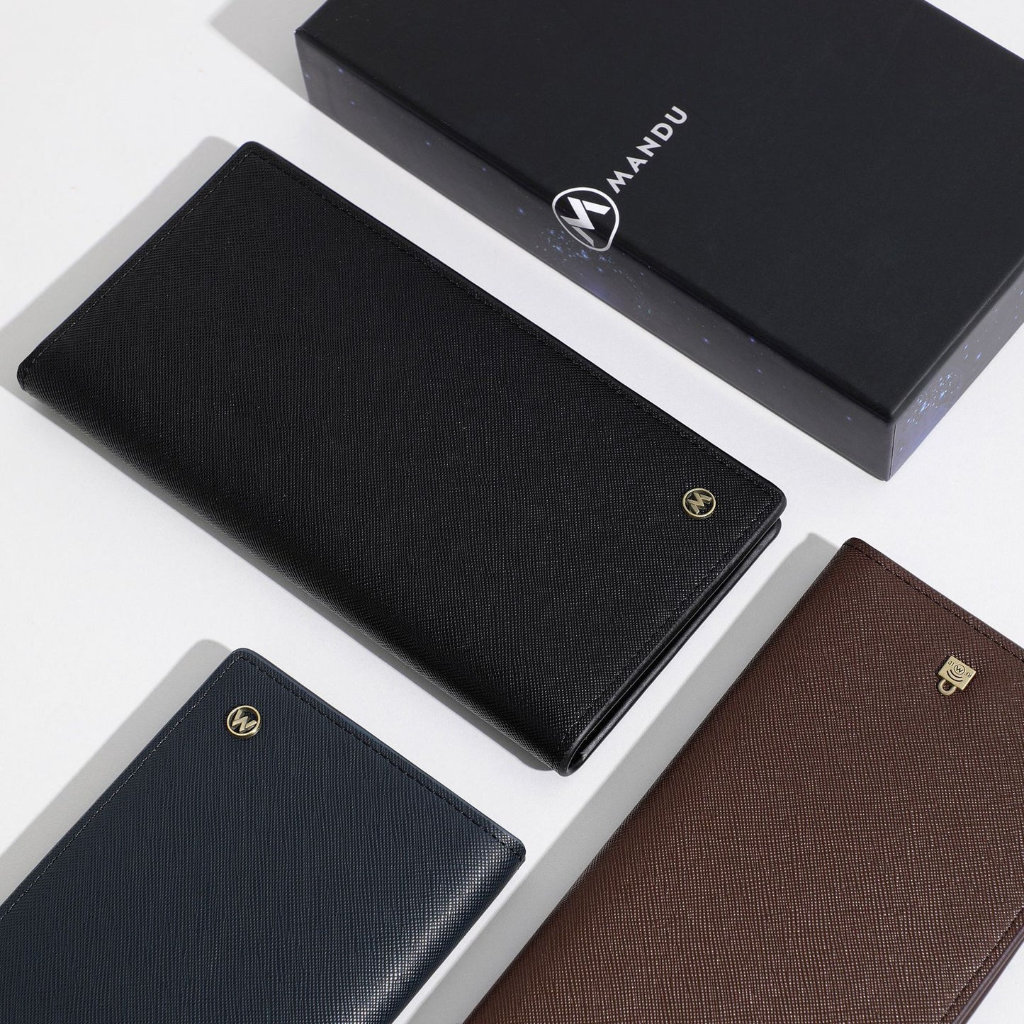 Cartera de hombre con patrón cruzado largo a la moda