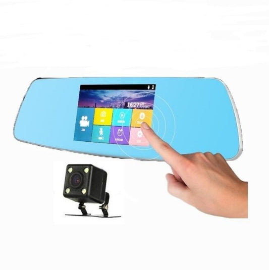 Grabador de vehículo de 5 pulgadas, imagen invertida de doble lente de alta definición