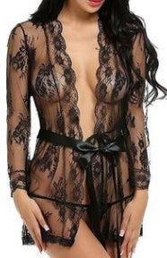 Conjunto de camisón de tirantes con albornoz de lencería sexy