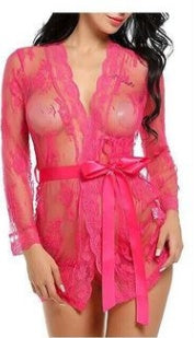 Conjunto de camisón de tirantes con albornoz de lencería sexy