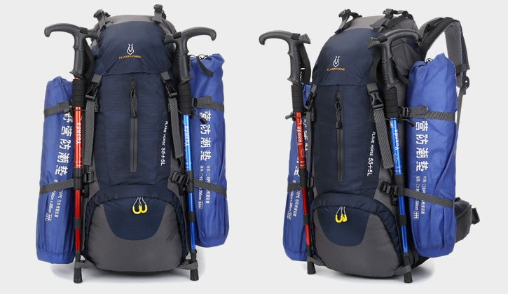 Alpinisme imperméable à l'eau sports de plein air sac en nylon camping sauvage sac à dos imperméable à la pluie 60L sac d'alpinisme en gros