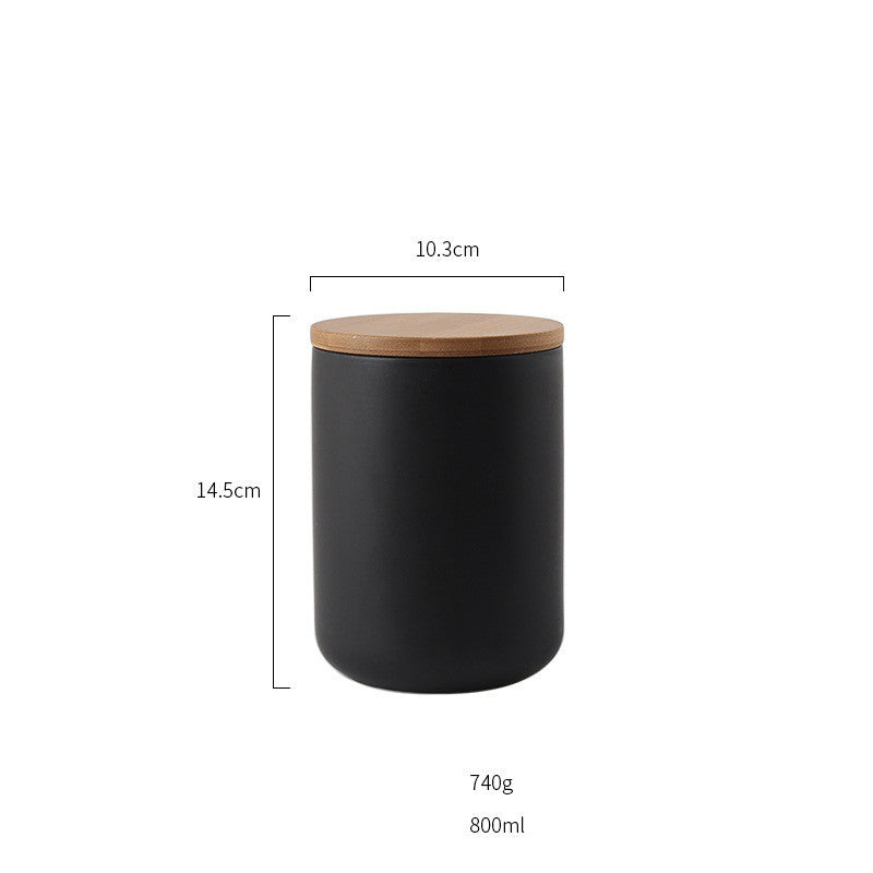Pot de rangement scellé avec couvercle en bois et céramique de cuisine
